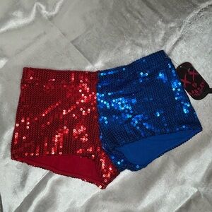 Sparkle Sequin Red and Blue Athletic Shorts